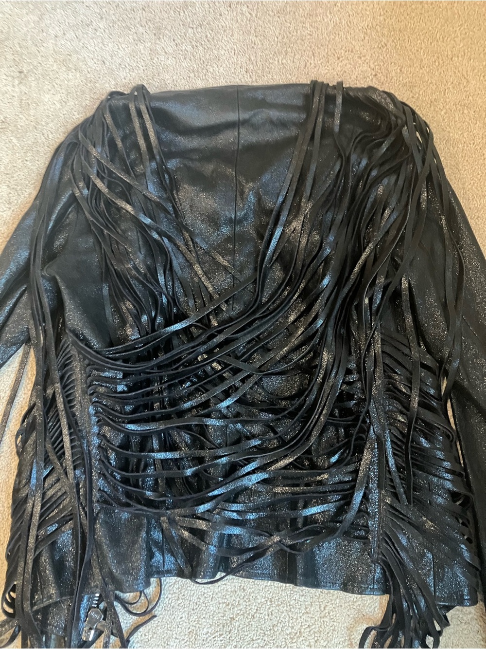 Nour Hammour Black Fringe Leather Jacket - Picture 9 of 10